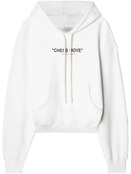 Off-White худи с кулиской и надписью, белый