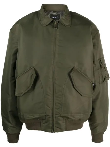 Carhartt WIP бомбер Olten с косым воротником, зеленый