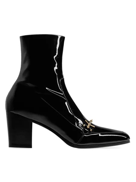 Ботинки Beau из лакированной кожи Saint Laurent, черный