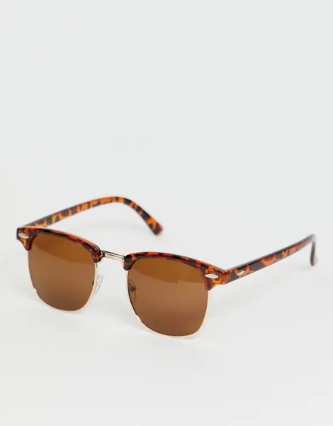 Черепаховые солнцезащитные очки в ретро-оправе SVNX-Коричневый
