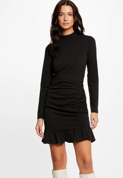 Летнее платье Fitted Ruffles And High Collar Morgan, черный