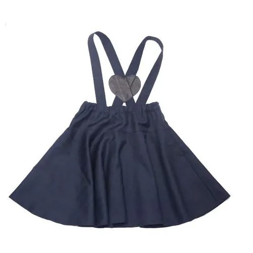 Синяя школьная юбка на кокетке с лямками
