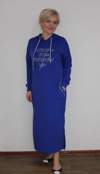 Платье трикотажное Пеппи (синее)