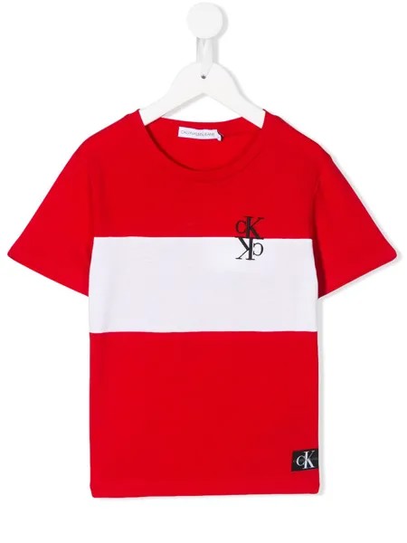 Calvin Klein Kids футболка с контрастной полоской и логотипом