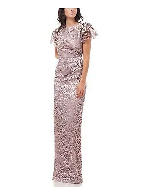JS COLLECTION Женское розовое длинное вечернее платье с рукавами-крылышками 6