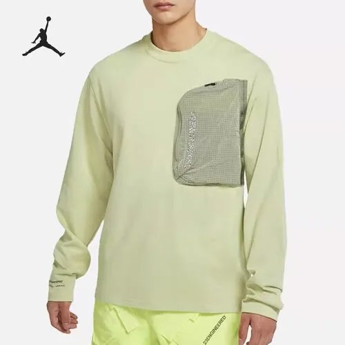 Лонгслив NIKE, хлопок, размер XL, зеленый