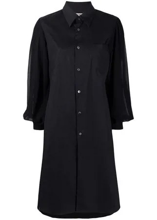 Comme Des Garçons платье-рубашка свободного кроя с прозрачными рукавами