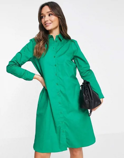 Зеленое платье-рубашка мини Vero Moda-Зеленый цвет