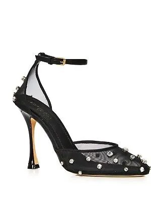GIAMBATTISTA VALLI Женские черные туфли-лодочки с острым носком, украшенные стразами, 37