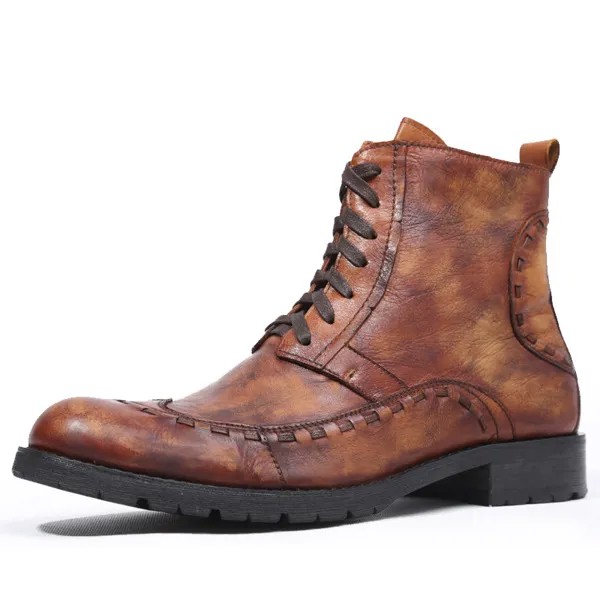 Мужские классические ботинки челси, черные или коричневые однотонные ботинки из натуральной кожи, на шнуровке, Полуботинки на зиму, 2022