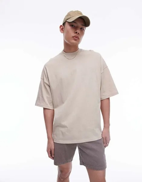 Topman — супер-оверсайз-футболка каменного цвета