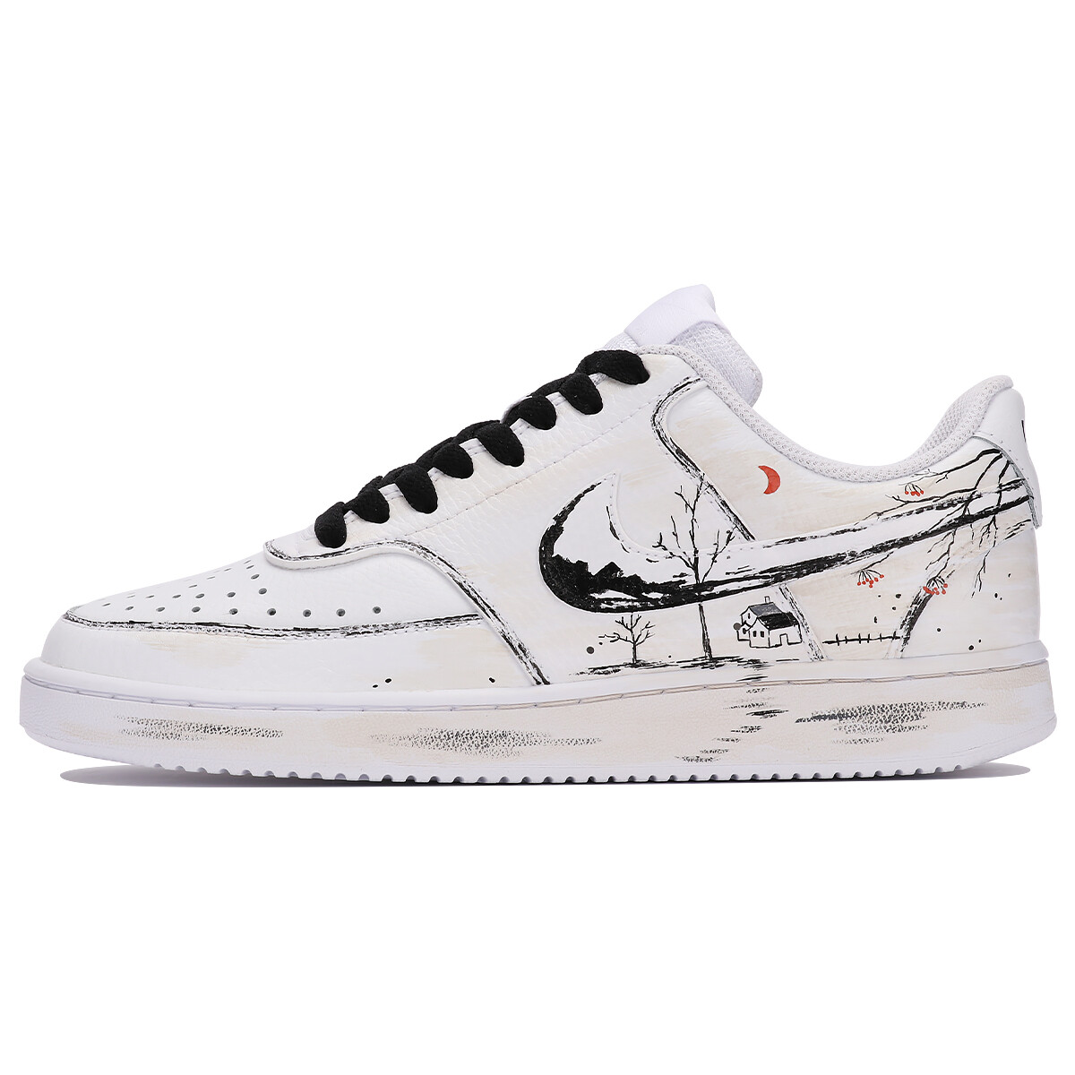 Кроссовки Nike Court Vision 1 Skateboarding Shoes Women's Low-top Black/white, черный/белый
