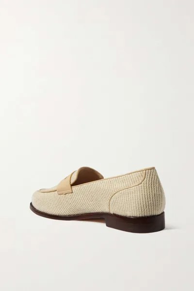 PORTE & PAIRE Мокасины из рафии с кожаной отделкой, нейтральный