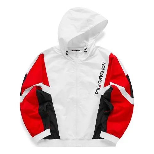 Куртка Fila FUSION Splicing Contrasting Colors Loose Sports Woven Hooded Jacket Red, красный