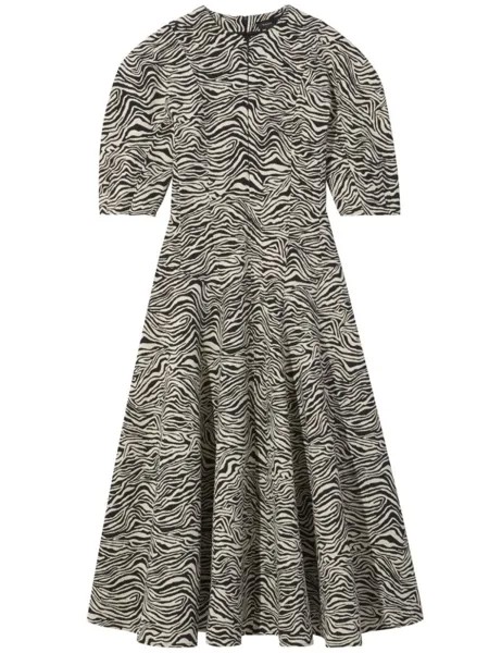Расклешенное платье миди с зебровым принтом Proenza Schouler, бежевый