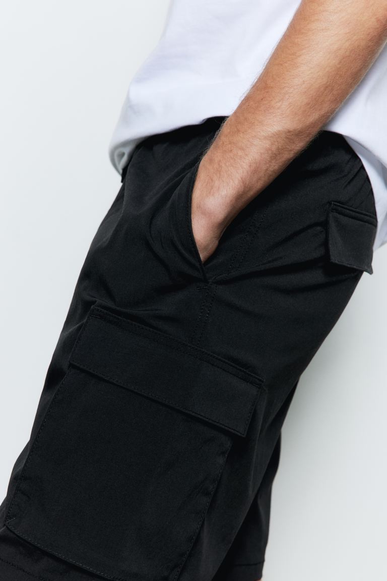 Нейлоновые шорты карго стандартного кроя H&M, черный