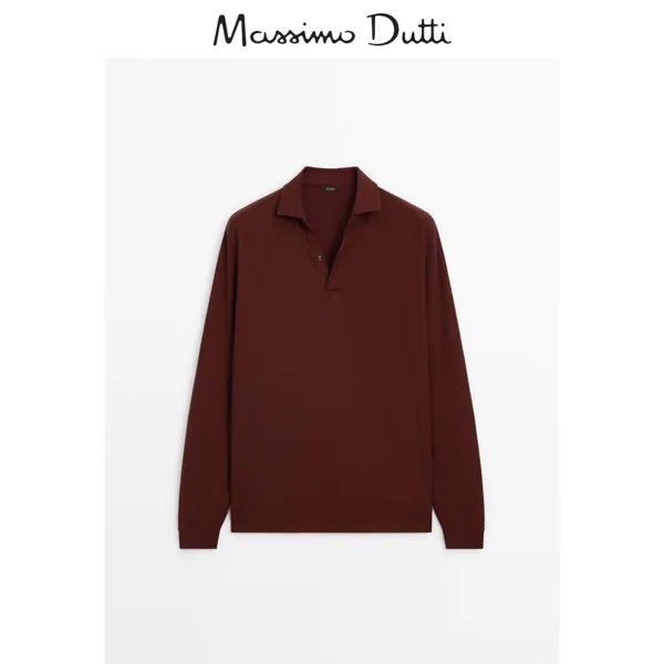 Рубашка-поло мужская Massimo Dutti, красновато-коричневый