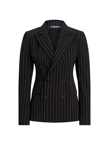 Двубортный пиджак Camden в тонкую полоску Ralph Lauren Collection, черный