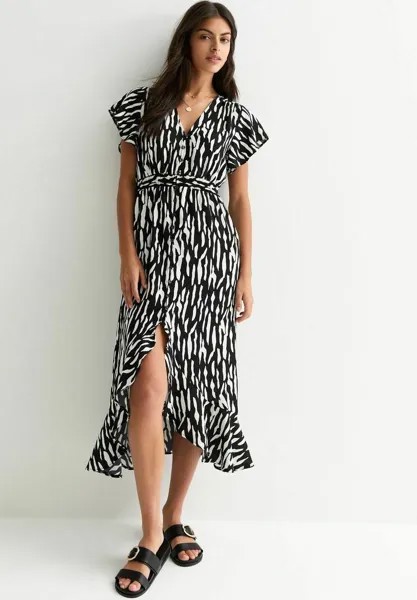 Платье-рубашка Mark Making Shirred Waist Midi New Look, черный