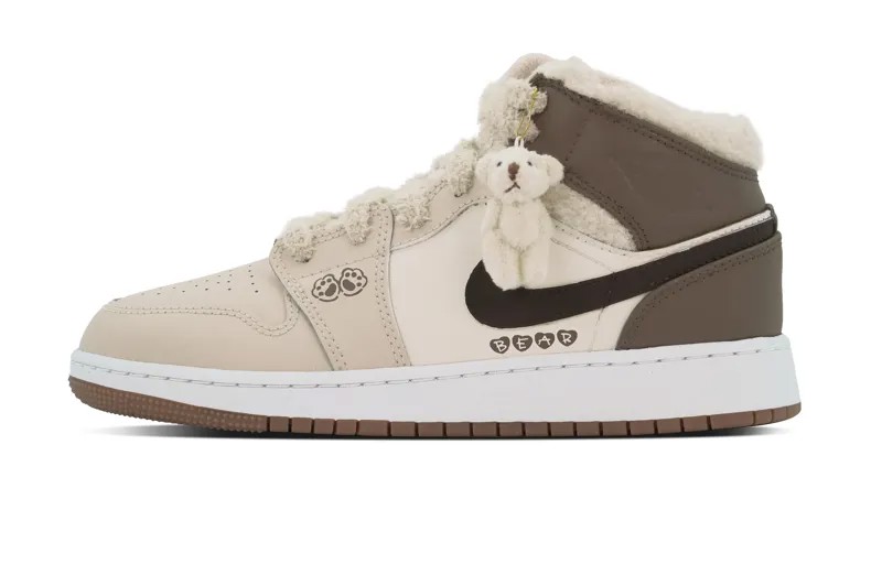 Кроссовки Air Jordan 1 Vintage Basketball Shoes Women's Mid-top Brown/beige, коричневый