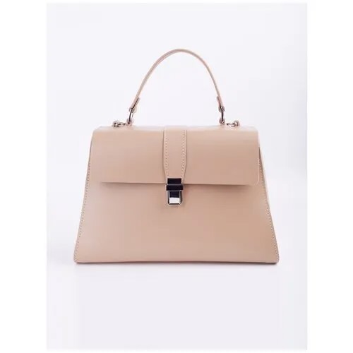 Женская сумка трапеция из натуральной кожи бежевая A023 beige Divalli