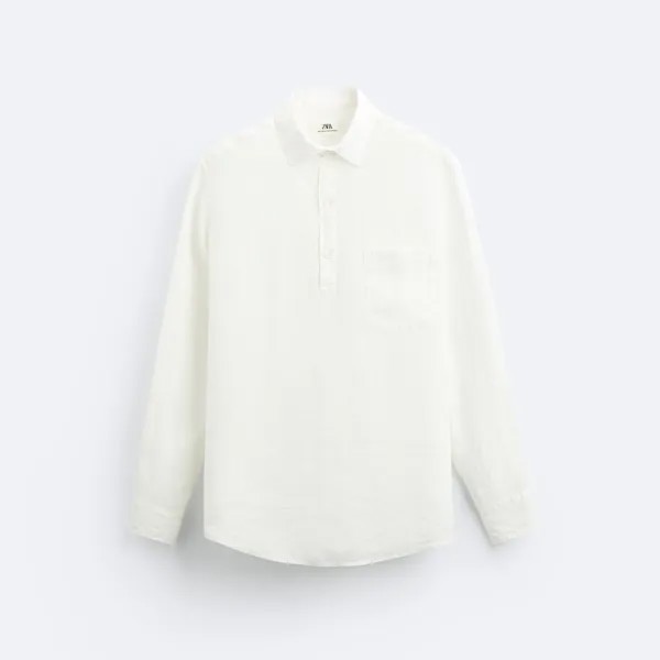 Футболка поло Zara 100% Linen, белый