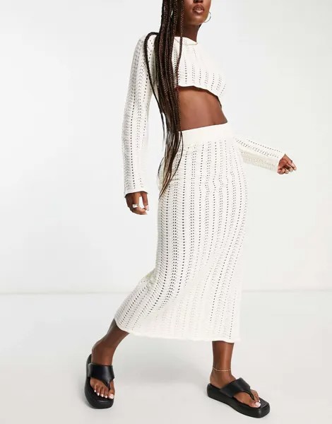 Вязаная юбка 4th & Reckless Kezia Crochet Co-Ord, кремовый