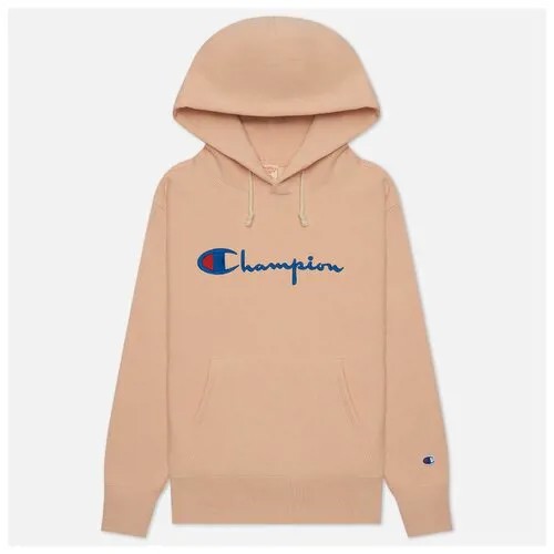 Женская толстовка Champion Reverse Weave Script Logo Hoodie Regular Fit розовый , Размер L