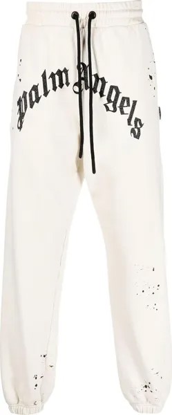 Спортивные брюки Palm Angels GD Glittered Logo Sweatpants 'Off White', белый