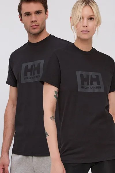 Хлопковая футболка Helly Hansen, черный