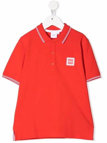 BOSS Kidswear рубашка поло с нашивкой-логотипом