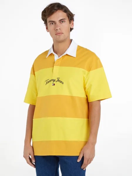 Рубашка для регби с длинным рукавом в полоску Tommy Jeans, студенческий золотой цвет