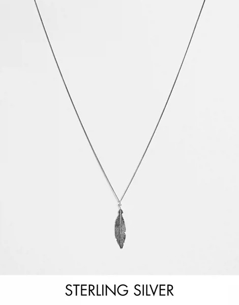 Серебряное ожерелье-цепочка с подвеской-пером ASOS DESIGN-Серебряный