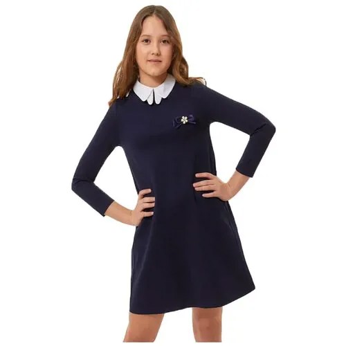 Платье для девочки DELORAS арт.62706 синий трикотаж (146 см (11 лет))