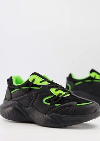 Черно-зеленые кроссовки ASOS DESIGN Desna-Черный цвет