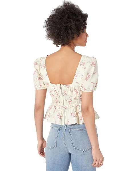 Топ WAYF Lucian Smocked Waist Top, цвет Ivory Whisper Floral