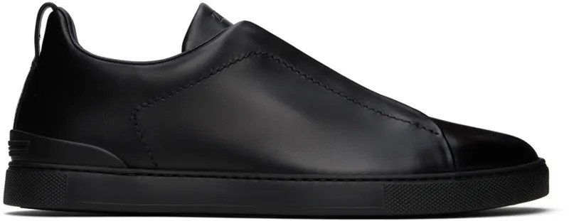 Черные кроссовки с тройной строчкой Zegna, цвет Black
