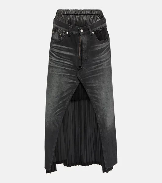 Многослойная джинсовая юбка миди из коллекции levi's Junya Watanabe, черный