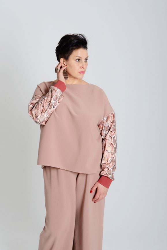 Свитшот женский Миллена Шарм OverSize 46424 бежевый 56