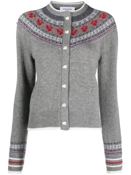 Thom Browne кардиган Rose Icelandic с орнаментом, серый