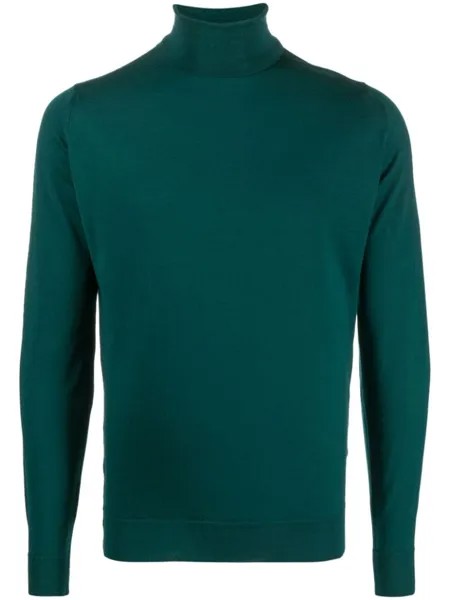 John Smedley джемпер из шерсти мериноса с высоким воротником, зеленый
