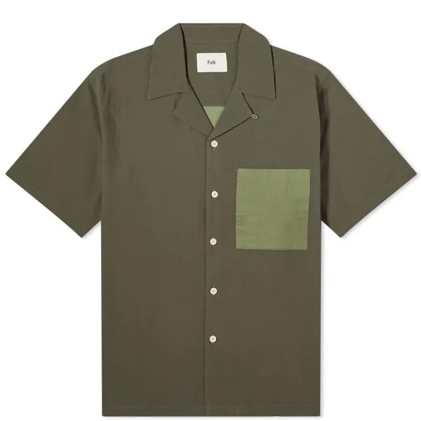 Рубашка Folk Short Sleeve Soft Collar, цвет Olive 2-Tone
