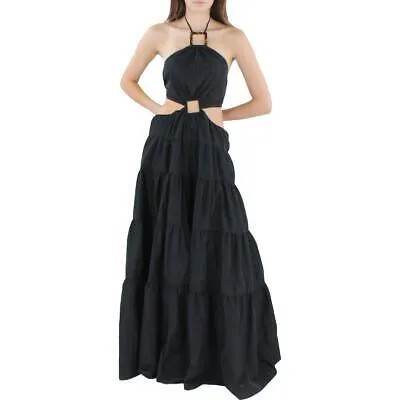 STAUD Женское черное многоярусное вечернее платье макси с вырезами L BHFO 9642