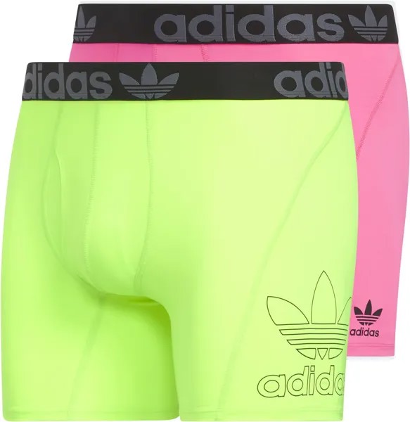 Боксеры Adidas Trefoil Athletic Comfort Fit Boxer Brief Underwear 2-Pack, цвет Lucid Pink/Black/Lucid Lemon Yellow
