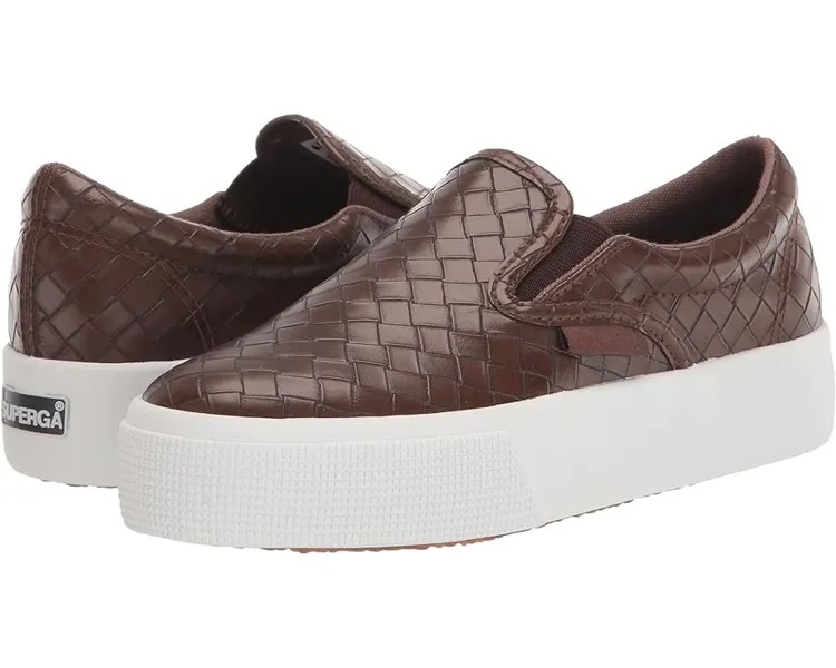 Кроссовки Superga 2306 Slip-On Woven Faux Leather, темно-коричневый