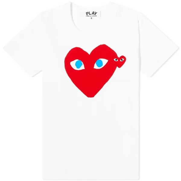 Футболка Comme des Garçons Play с логотипом в виде двойного сердца, белый/красный