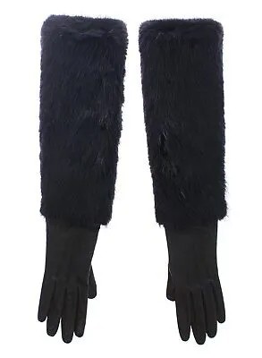 DOLCE - GABBANA Черные перчатки из кожи ягненка, меха бобра, кожи ягненка, размер 7,5 / м, рекомендуемая розничная цена: 1400 долларов США.