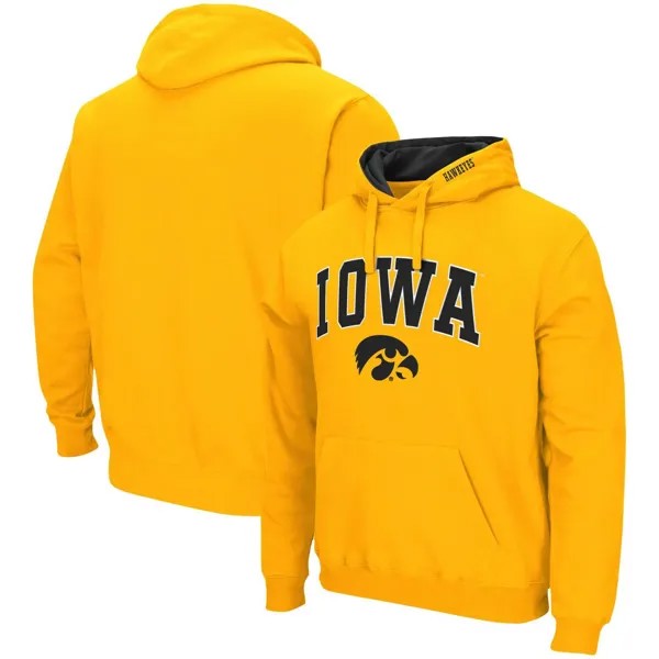 Мужской пуловер с капюшоном Iowa Hawkeyes Arch & Logo 3.0 золотого цвета Colosseum
