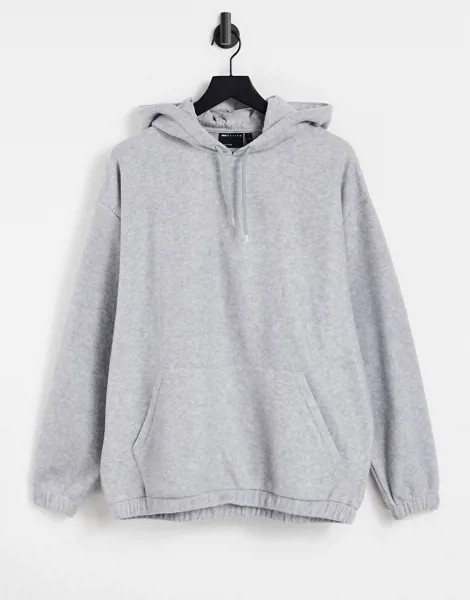Oversized-худи из флиса серого меланжевого цвета ASOS DESIGN-Серый