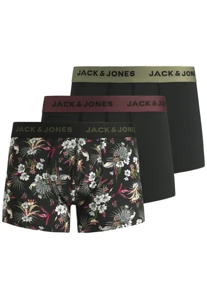 Боксеры Jack & Jones Trunks 'Flower' 3 шт, черный